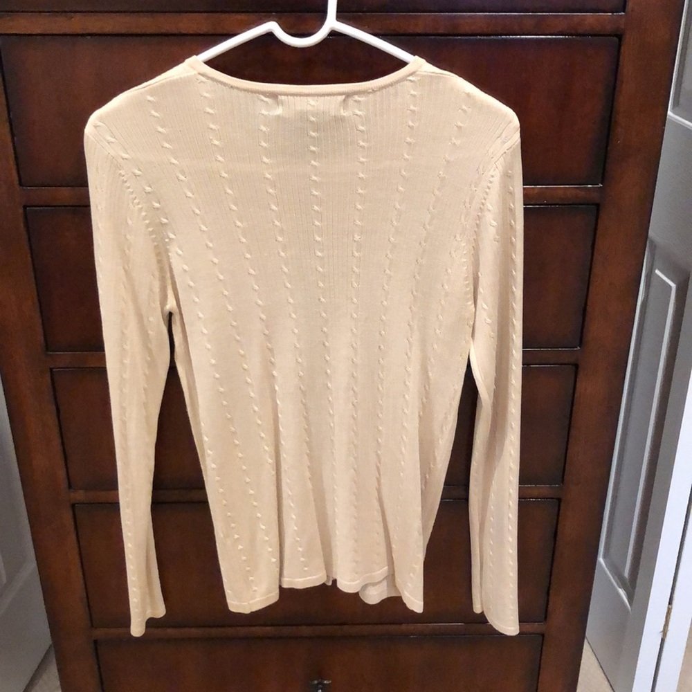Silk camel colored cardigan with cable design. Size S from August Silk - Picture 2 of 3